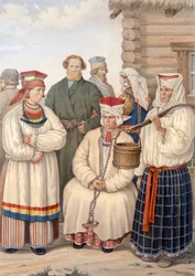 Winter costume of a family of notable citizens, District of Voronege, c.1840s